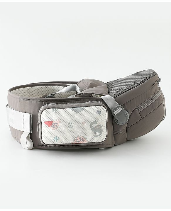 Babyhug AirEase 5-in-1 Hip Seat Baby Carrier - Grey| Lightweight & Breathable| Ergonomic Support| Foldable Head Support| Multiple Carry Positions| Carrying Capacity 15 kg| Optimum Weight Distribution