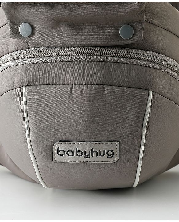 Babyhug AirEase 5-in-1 Hip Seat Baby Carrier - Grey| Lightweight & Breathable| Ergonomic Support| Foldable Head Support| Multiple Carry Positions| Carrying Capacity 15 kg| Optimum Weight Distribution