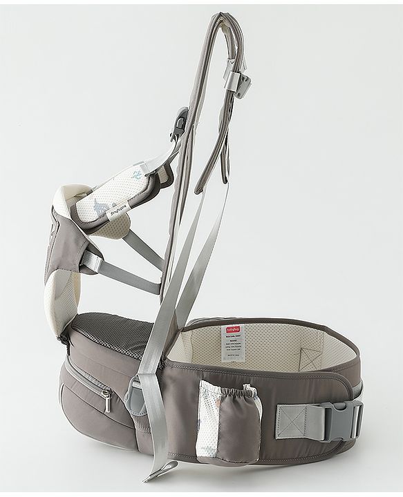 Babyhug AirEase 5-in-1 Hip Seat Baby Carrier - Grey| Lightweight & Breathable| Ergonomic Support| Foldable Head Support| Multiple Carry Positions| Carrying Capacity 15 kg| Optimum Weight Distribution