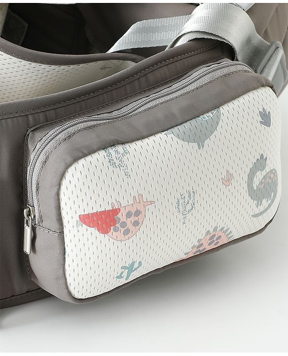 Babyhug AirEase 5-in-1 Hip Seat Baby Carrier - Grey| Lightweight & Breathable| Ergonomic Support| Foldable Head Support| Multiple Carry Positions| Carrying Capacity 15 kg| Optimum Weight Distribution