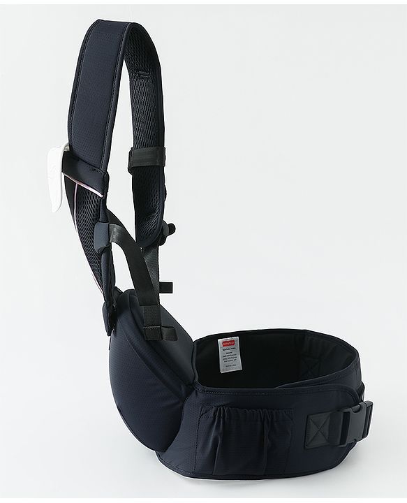 Babyhug SnugMate 5-in-1 Hip Seat Baby Carrier - Black| Premium Build| AirFlow Mesh Fabric| Foldable Head Cover| Padded Adjustable Straps| 5 Carry Positions| 15 kg Capacity| Optimum Weight Distribution