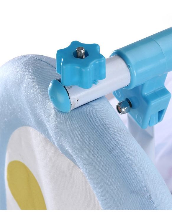 Babyhug Disney Mickey & Friends Baby Cradle with Mosquito Net & Storage  Blue| Tool Free Easy Assemble| Swing Lock| Wheels with Lock| Side Mesh Window| Smootgh Noise Free Swing