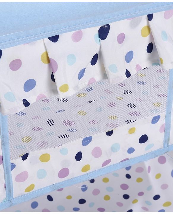 Babyhug Disney Mickey & Friends Baby Cradle with Mosquito Net & Storage  Blue| Tool Free Easy Assemble| Swing Lock| Wheels with Lock| Side Mesh Window| Smootgh Noise Free Swing