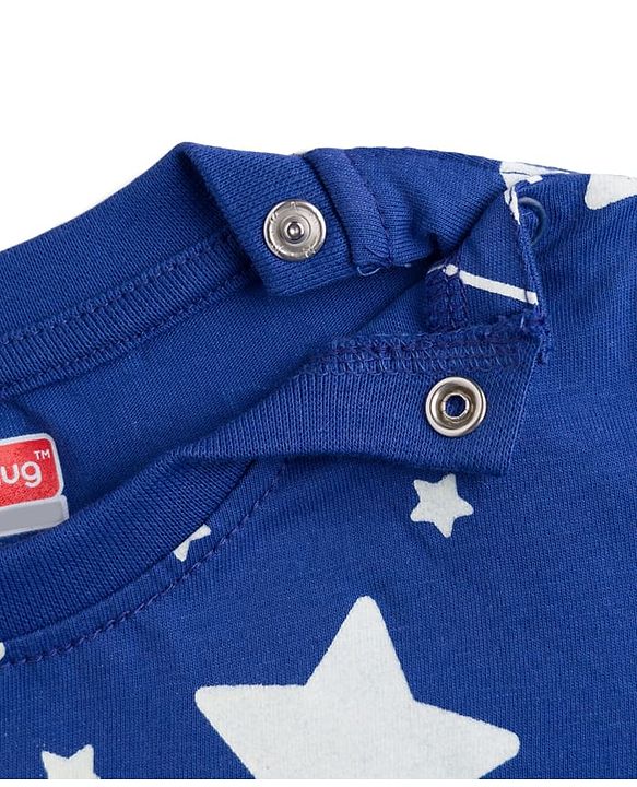 Babyhug Cotton Knit Full Sleeves Co-ords T-Shirt & Pajama Night Suit with Star Print - Navy Blue