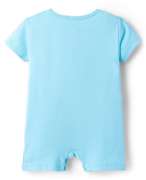 Babyhug 100% Cotton Knit Half Sleeves Rompers with Dino Print Pack of 2 - Navy & Light Blue