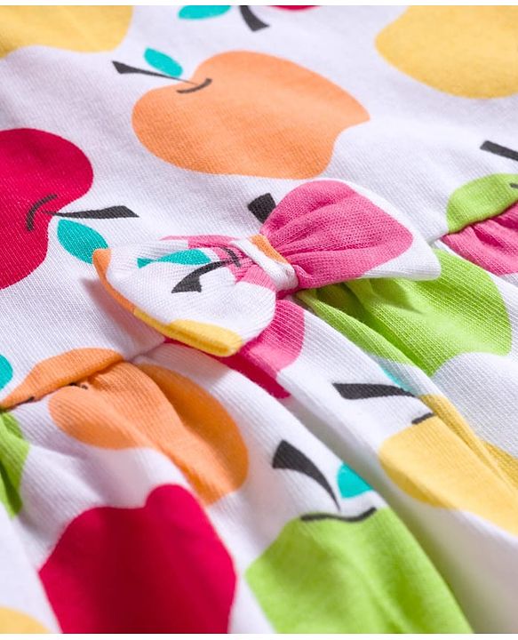 Babyhug 100% Cotton Single Jersey Knit Sleeveless Printed Onesie With Hairband - White