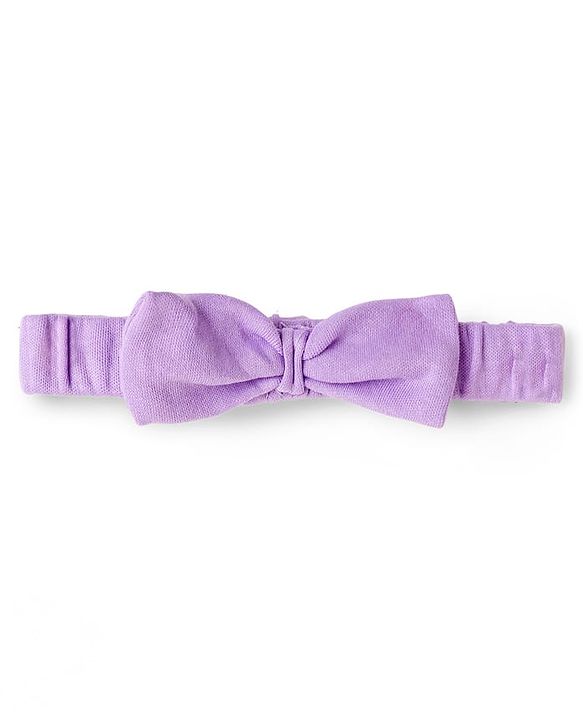 Babyhug 100% Cotton Knit Half Puffed Sleeves Chifilli Frock Style Onesie with Hairband & Booties - Lavender