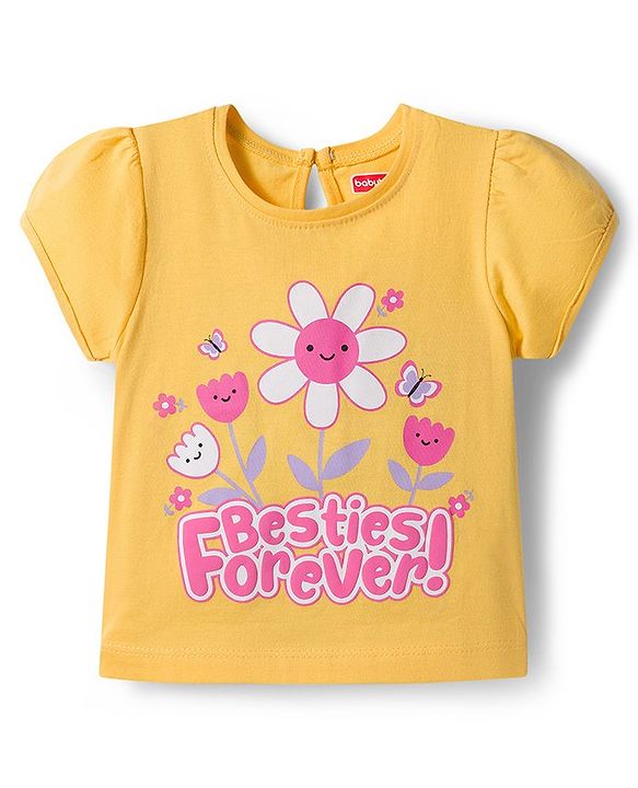 Babyhug Cotton Knit Half Sleeves T-Shirt with Floral & Polka Dot Print Pack of 3 - Pink Yellow & Navy Blue