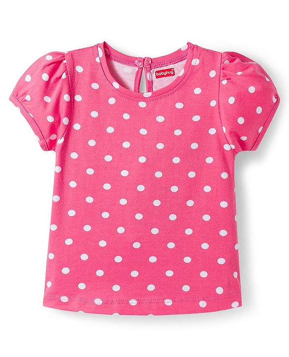 Babyhug Cotton Knit Half Sleeves T-Shirt with Floral & Polka Dot Print Pack of 3 - Pink Yellow & Navy Blue