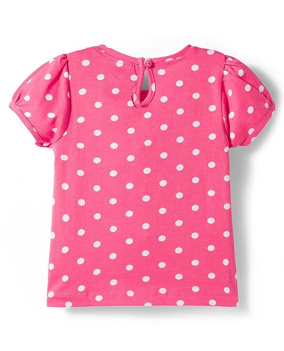Babyhug Cotton Knit Half Sleeves T-Shirt with Floral & Polka Dot Print Pack of 3 - Pink Yellow & Navy Blue