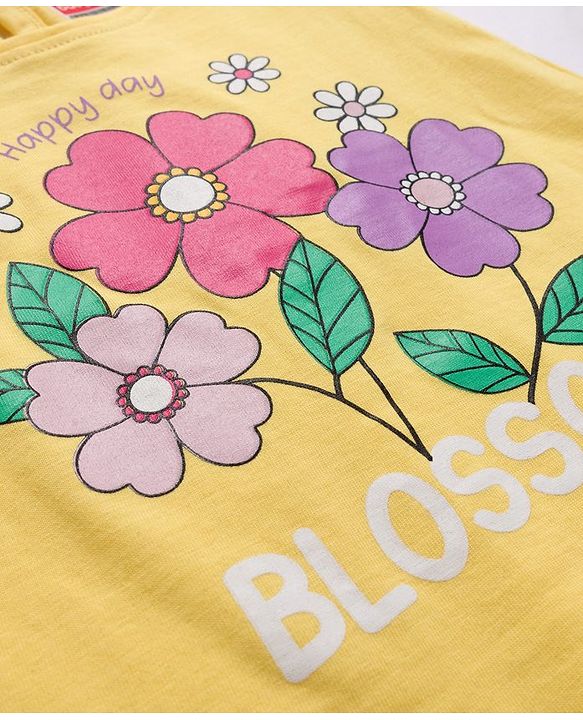 Babyhug Cotton Knit Half Sleeves T-Shirt with Floral & Polka Dot Print Pack of 3 -Plum Yellow & White
