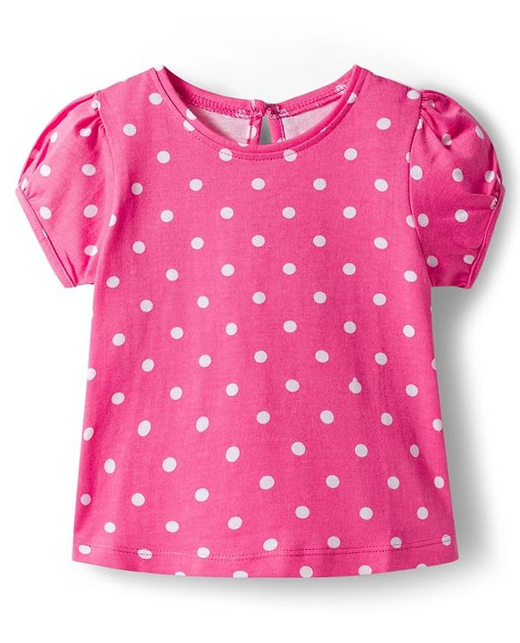 Babyhug Cotton Knit Half Sleeves T-Shirt with Butterfly & Polka Dot Print Pack of 3 - Pink Yellow & Plum