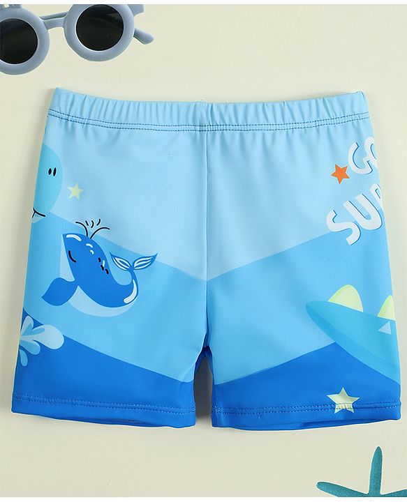 Babyhug Sea Life Printed Swimming Trunk - Blue