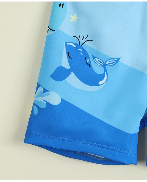 Babyhug Sea Life Printed Swimming Trunk - Blue