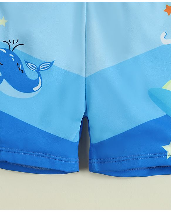 Babyhug Sea Life Printed Swimming Trunk - Blue