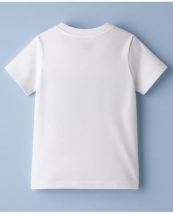 Babyhug Cotton Knit Half Sleeves T-Shirt with Vehicle & Beach Theme Print - White