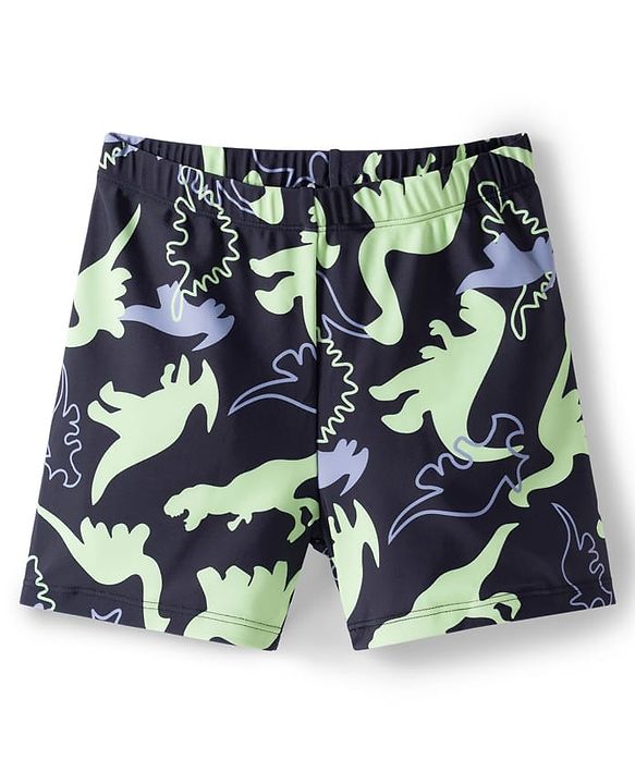 Pine Kids Raglan Full Sleeves Two Piece Swimsuit & Cap Text with Dino Print - Black