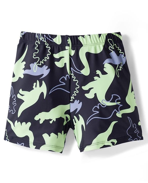Pine Kids Raglan Full Sleeves Two Piece Swimsuit & Cap Text with Dino Print - Black