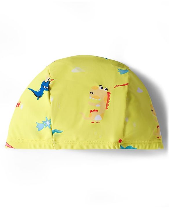 Babyhug Dino Printed Swimming Trunk With Cap - Yellow