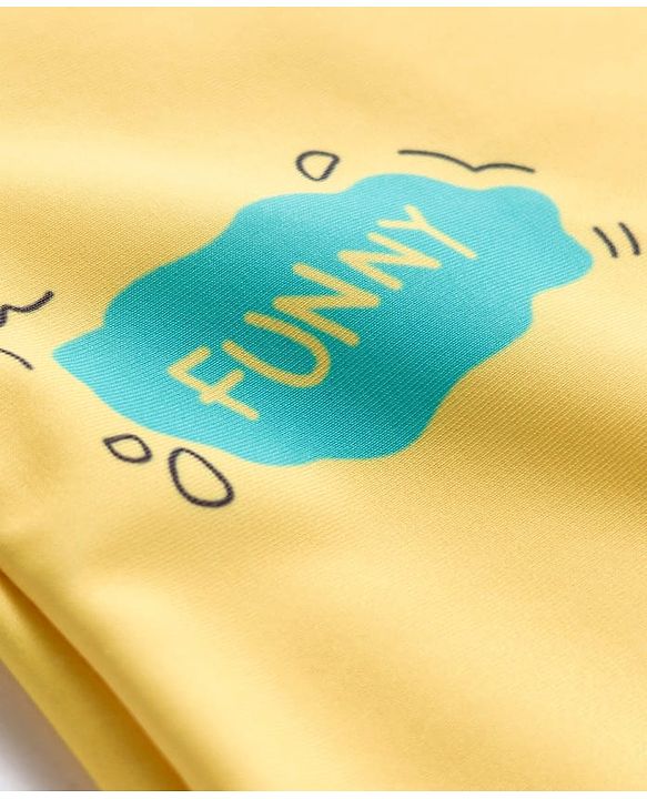 Babyhug Raglan Half Sleeves Dino Printed T-Shirt & Shorts Swimsuit With Cap - Yellow