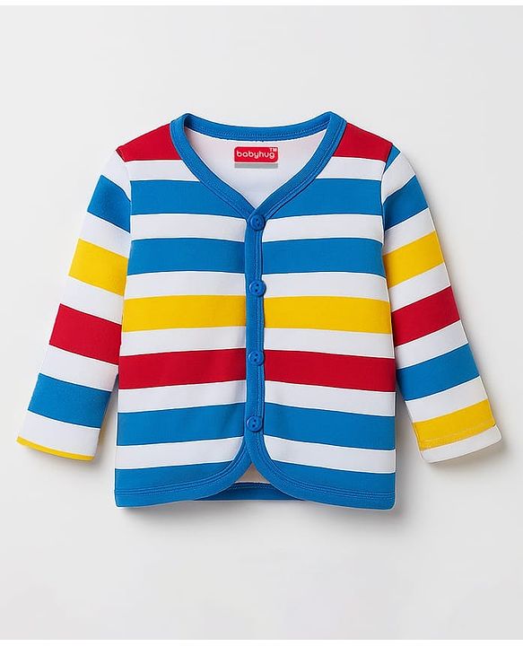 Babyhug 100% Cotton Knit Full Sleeves Jhablas With Stripes & Animal Print Pack of 3 - Multicolor