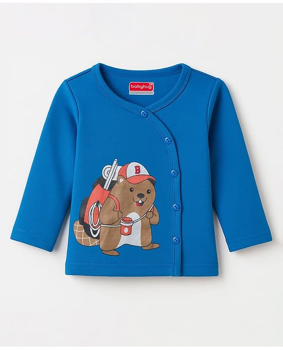 Babyhug 100% Cotton Knit Full Sleeves Jhablas With Stripes & Animal Print Pack of 3 - Multicolor