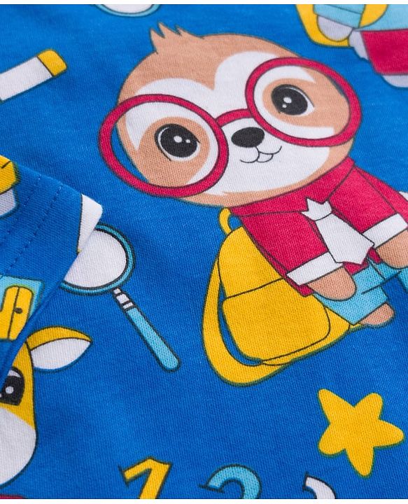 Babyhug 100% Cotton Knit Full Sleeves Front Open Jhablas with Animal Print & Stripes Pack of 3 - Red Blue & Yellow