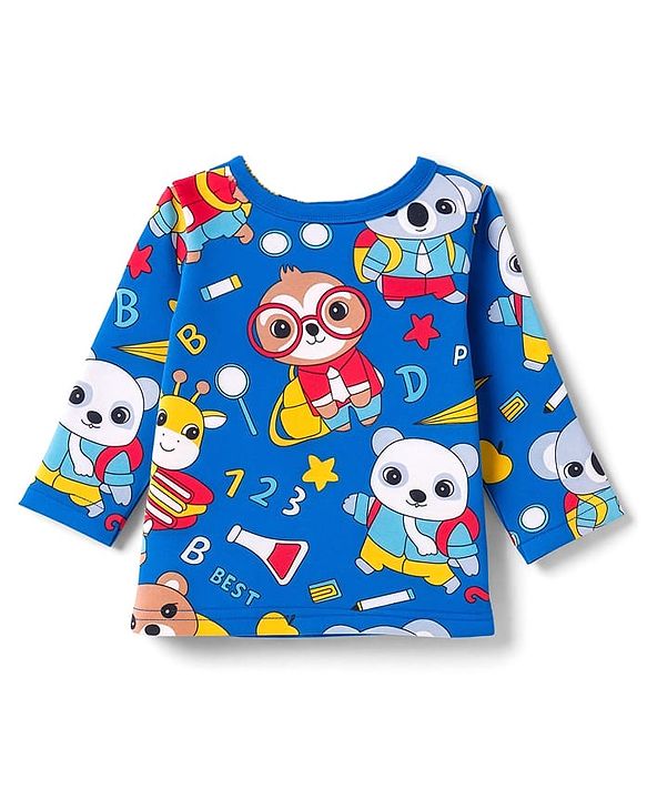 Babyhug 100% Cotton Knit Full Sleeves Front Open Jhablas with Animal Print & Stripes Pack of 3 - Red Blue & Yellow