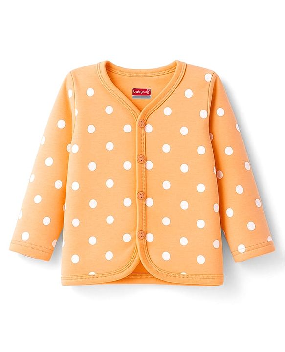 Babyhug 100% Cotton Knit Full Sleeves Front Open Jhablas with Floral & Polka Dot Print Pack of 3 - Pink & Orange