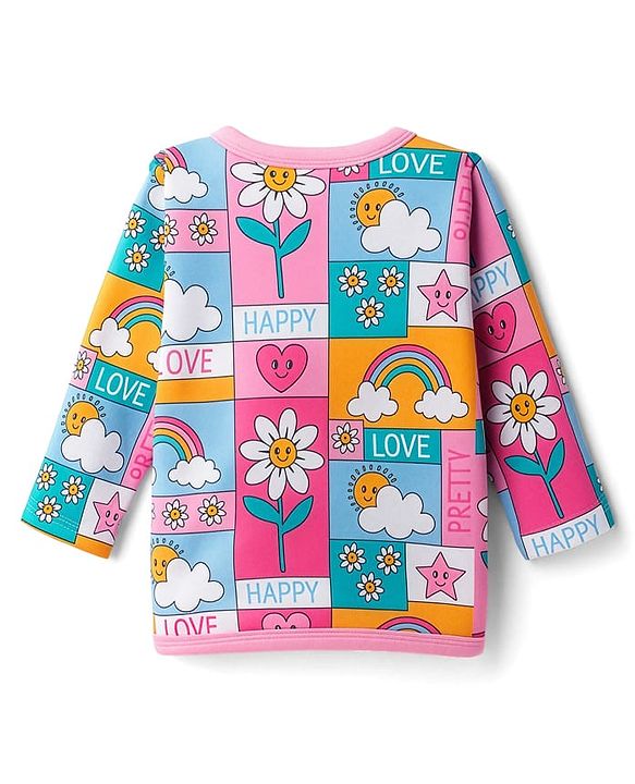 Babyhug 100% Cotton Knit Full Sleeves Front Open Jhablas with Floral & Polka Dot Print Pack of 3 - Pink & Orange