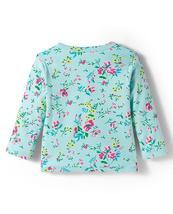 Babyhug 100% Cotton Knit Full Sleeves Front Open Jhablas With Stripe & Animal Print Pack of 3 - Pink Aqua Blue & Yellow