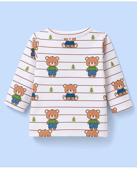 Babyhug 100% Cotton Knit Full Sleeves Front Open Jhablas with Animal Print & Stripes Pack of 3 - Rust Orange White & Blue
