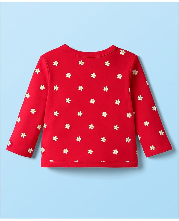 Babyhug 100% Cotton Knit Full Sleeves Front Open Jhablas with Floral Print Pack of 3 - Pink Red & White