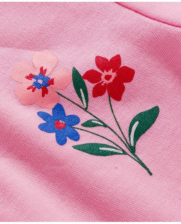 Babyhug 100% Cotton Knit Full Sleeves Front Open Jhablas with Floral Print Pack of 3 - Pink Red & White