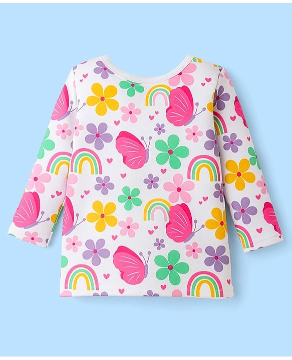 Babyhug 100% Cotton Knit Full Sleeves Front Open Jhablas with Tropical Theme Print Pack of 3 - White Navy Blue & Pink