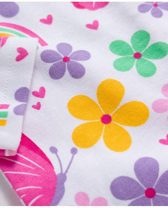 Babyhug 100% Cotton Knit Full Sleeves Front Open Jhablas with Tropical Theme Print Pack of 3 - White Navy Blue & Pink