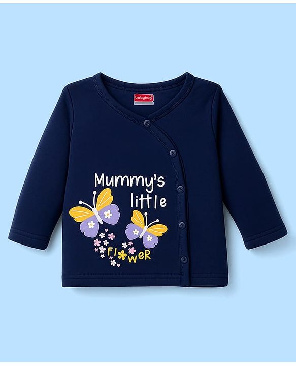 Babyhug 100% Cotton Knit Full Sleeves Front Open Jhablas with Tropical Theme Print Pack of 3 - White Navy Blue & Pink