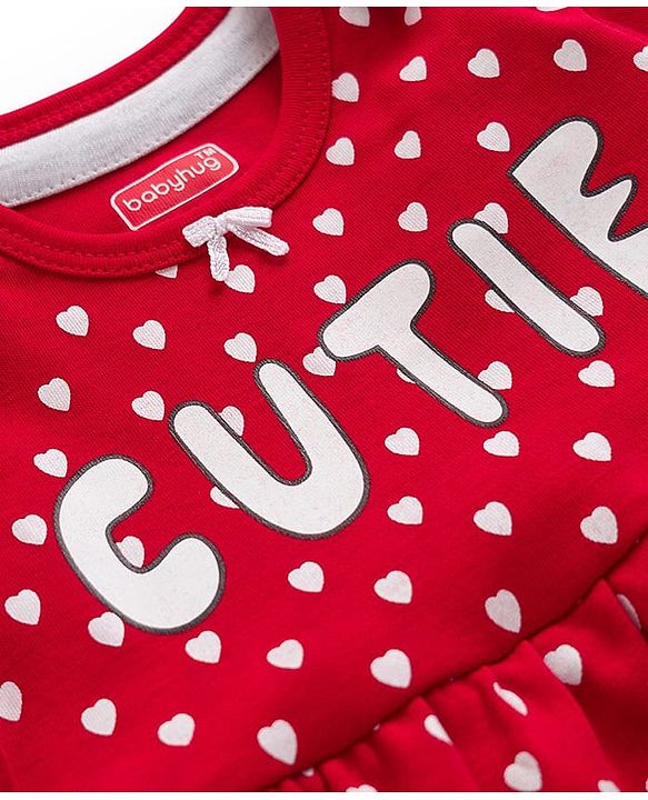 Babyhug Interlock Knit Full Sleeves Onesies With Leggings & Polka Dot Print - White