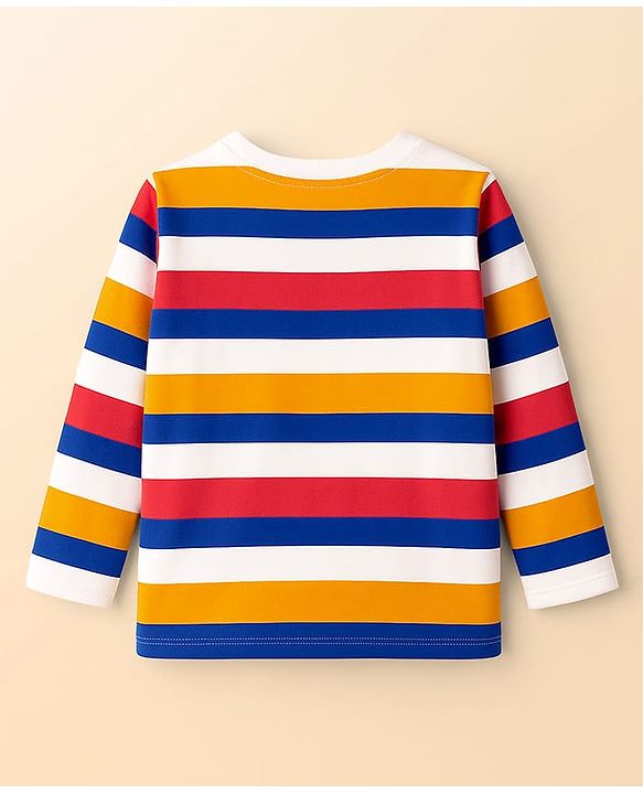 Babyhug 100 % Cotton Knit Full Sleeves T-Shirt with Stripes & Lets Have A Good Day Text Print Pack of 3 - Red White & Blue
