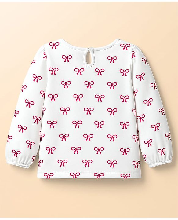 Babyhug 100 % Cotton Knit Full Sleeves T-Shirts with Heart Bow & Polka Dot Print Pack of 5 - Pink White & Navy Blue