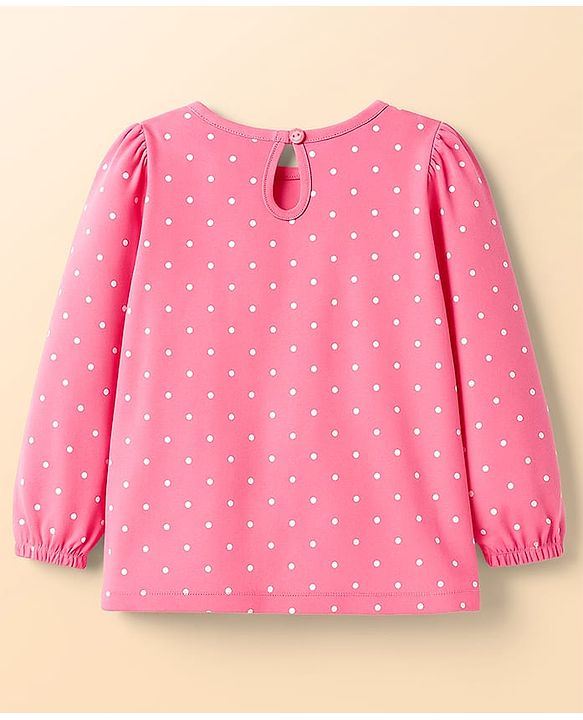 Babyhug 100 % Cotton Knit Full Sleeves T-Shirts with Heart Bow & Polka Dot Print Pack of 5 - Pink White & Navy Blue