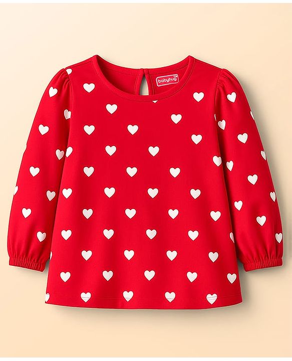 Babyhug 100 % Cotton Knit Full Sleeves T-Shirts with Heart Bow & Polka Dot Print Pack of 5 - Pink White & Navy Blue