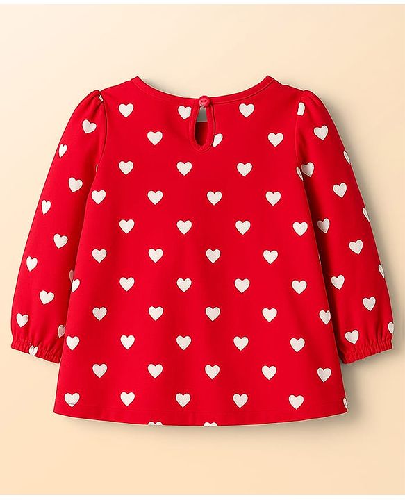 Babyhug 100 % Cotton Knit Full Sleeves T-Shirts with Heart Bow & Polka Dot Print Pack of 5 - Pink White & Navy Blue