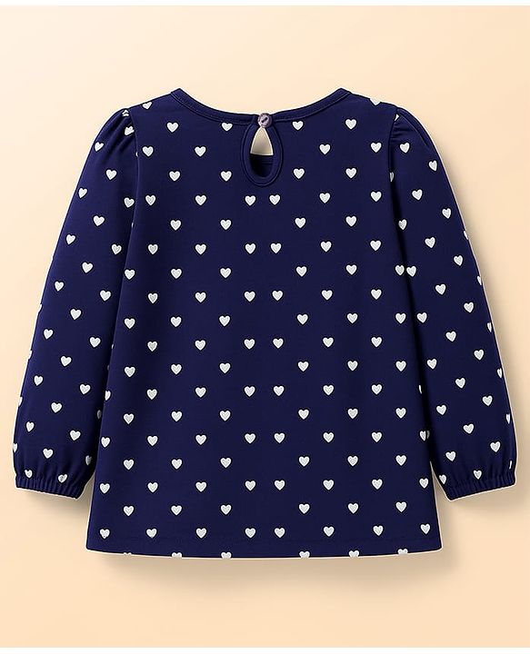 Babyhug 100 % Cotton Knit Full Sleeves T-Shirts with Heart Bow & Polka Dot Print Pack of 5 - Pink White & Navy Blue