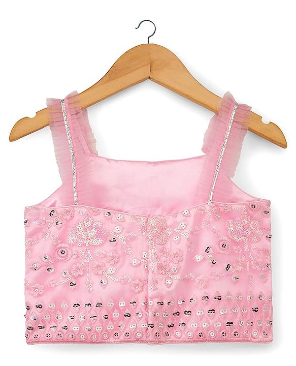 Babyhug Woven Sleeveless Mesh Choli Lehenga Set Dupatta Embroidery & Sequin Detailing - Pink