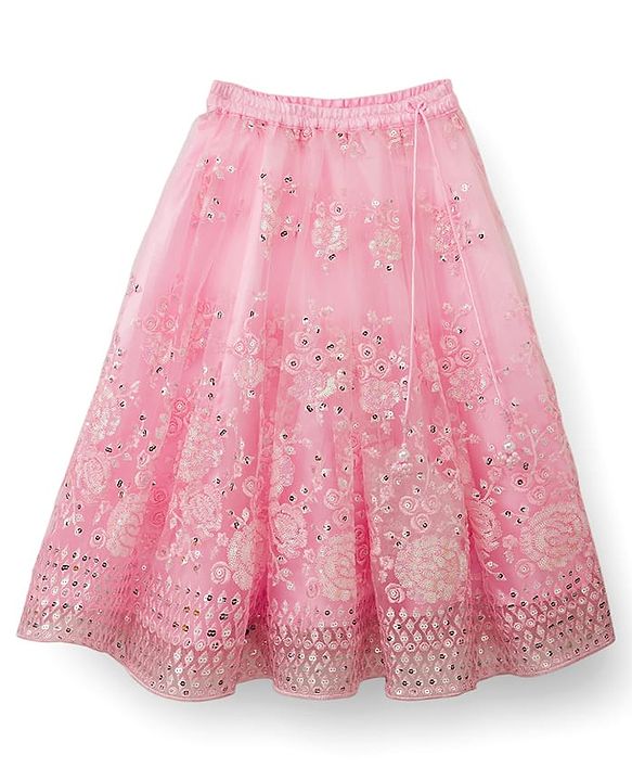 Babyhug Woven Sleeveless Mesh Choli Lehenga Set Dupatta Embroidery & Sequin Detailing - Pink