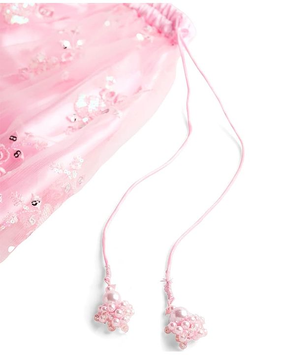 Babyhug Woven Sleeveless Mesh Choli Lehenga Set Dupatta Embroidery & Sequin Detailing - Pink