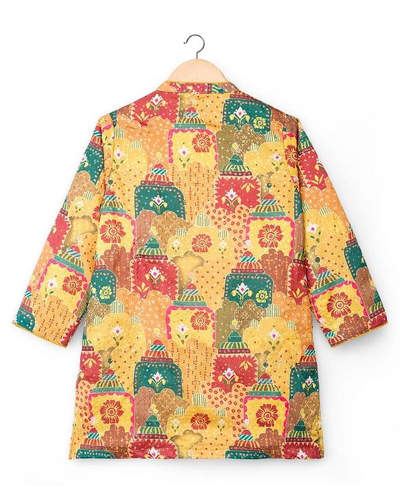 Babyhug Woven Full Sleeves Kurta Pyjama Set With Floral Print - Mustard & Red