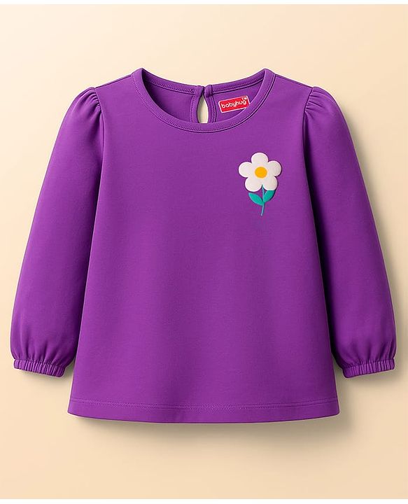 Babyhug Cotton Knit Full Sleeves T-Shirts with Polka Dot & Floral Print Pack of 3 - Pink Purple & White