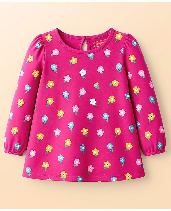 Babyhug Cotton Knit Full Sleeves T-Shirts with Polka Dot & Floral Print Pack of 3 - Pink Purple & White